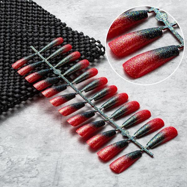 false nails 24pcs/set gradient long coffin detachable wearable ballerina fake full cover nail tips with press glue, Red;gold
false nails 24pcs/set gradient long coffin detachable wearable ballerina fake full cover nail tips with press glue, Red;gold