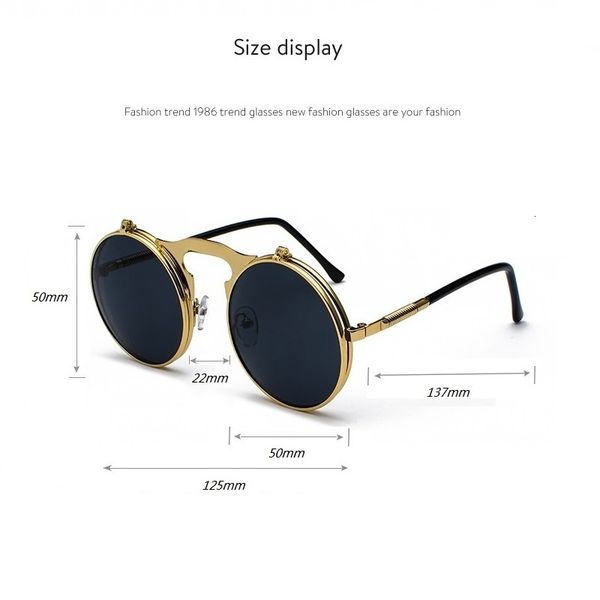 sunglasses steampunk round women men metal vintage flip circular double lens sun glasses style circle shades gafas oculos de s a519, White;black
sunglasses steampunk round women men metal vintage flip circular double lens sun glasses style circle shades gafas oculos de s a519, White;black