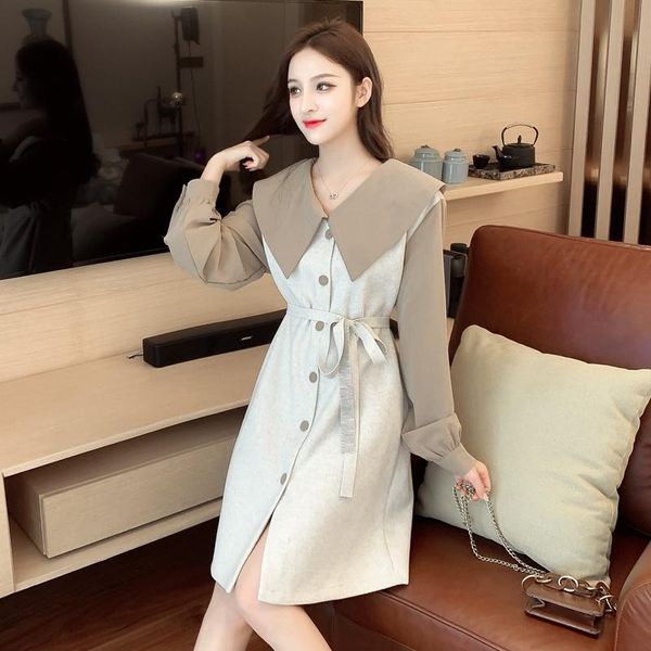 han edition literary dress fashionable splicing minus age falbala temperament women shirt in winter casual dresses, Black;gray
han edition literary dress fashionable splicing minus age falbala temperament women shirt in winter casual dresses, Black;gray