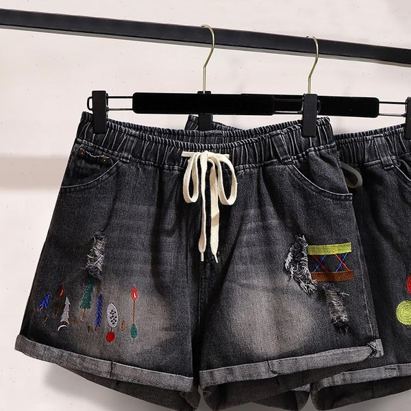 womens short spring summer plus size denim shorts for women large loose casual elastic waist black belt, White;black
womens short spring summer plus size denim shorts for women large loose casual elastic waist black belt, White;black