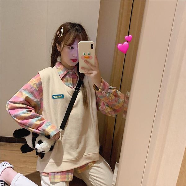 plaid shirt tunics cotton blouse elegant womens vest two-piece set check shirt blusas mujer spring 2021 womens clothing tunic, White
plaid shirt tunics cotton blouse elegant womens vest two-piece set check shirt blusas mujer spring 2021 womens clothing tunic, White