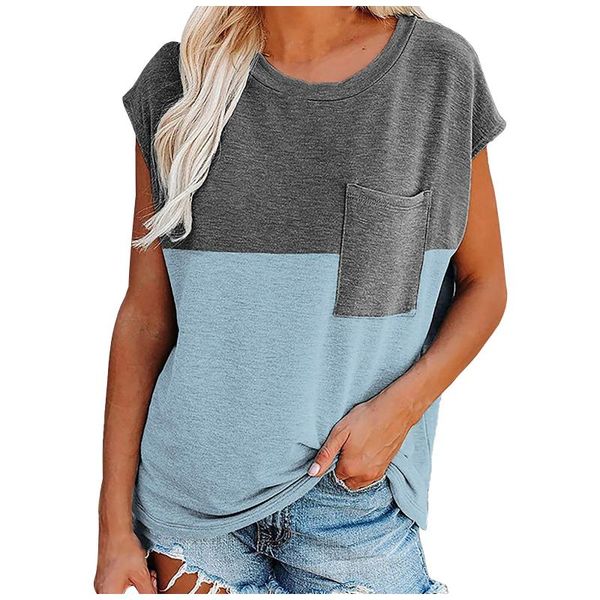 women's t-shirt spring and summer fashion color splicing pocket round neck loose short sleeved t shirt plus size 2021 #23, White
women's t-shirt spring and summer fashion color splicing pocket round neck loose short sleeved t shirt plus size 2021 #23, White