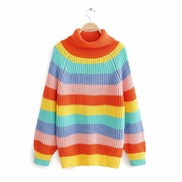 evfer winter autumn women fashion colorful rainbow striped knitted long sweaters ladies chic turtleneck warm pullover 210421, White;black
evfer winter autumn women fashion colorful rainbow striped knitted long sweaters ladies chic turtleneck warm pullover 210421, White;black