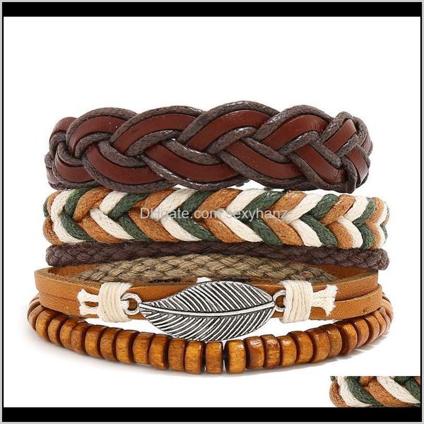 charm jewelry drop delivery 2021 4pcs/set multicolor punk vintage genuine leather alloy pu boho gypsy adjustable braided men women wrap rope, Golden;silver
charm jewelry drop delivery 2021 4pcs/set multicolor punk vintage genuine leather alloy pu boho gypsy adjustable braided men women wrap rope, Golden;silver