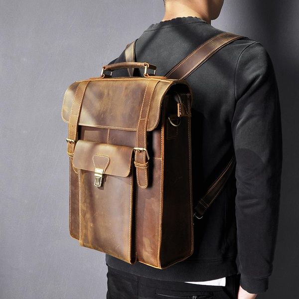 backpack men quality leather designer casual male fashion travel daypack university student school book bag shoulder 2106-b
backpack men quality leather designer casual male fashion travel daypack university student school book bag shoulder 2106-b