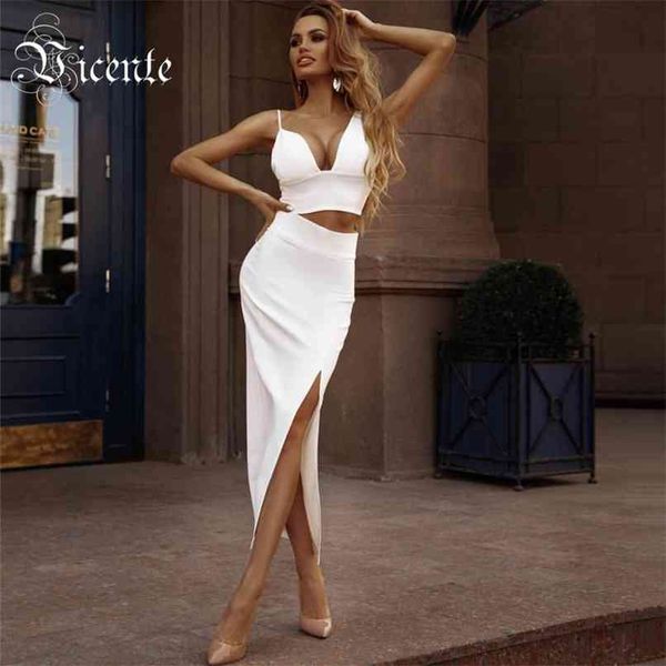 two pieces set v neck sleeveless back zipper design celebrity party skirt suit 210520, White
two pieces set v neck sleeveless back zipper design celebrity party skirt suit 210520, White