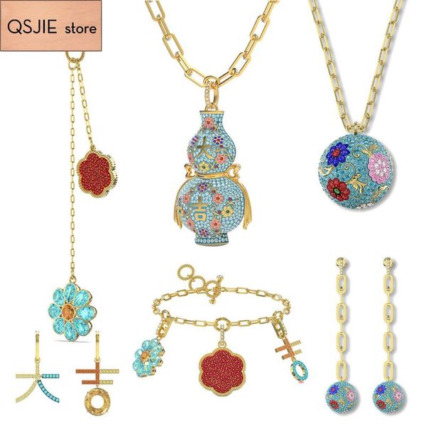 pendant necklaces 2021 swa fashion jewelry charming retro red flower blooming auspicious necklace romantic year gift, Silver 
pendant necklaces 2021 swa fashion jewelry charming retro red flower blooming auspicious necklace romantic year gift, Silver