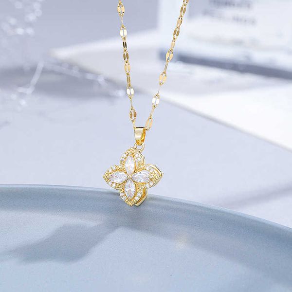 women's four leaf rotating wreath, exquisite, lucky charm, titanium steel, clavicle chain, women's jewelry, Silver
women's four leaf rotating wreath, exquisite, lucky charm, titanium steel, clavicle chain, women's jewelry, Silver