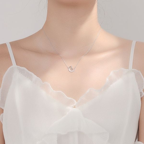 diamond moon necklace sterling silver ins korean version simple temperament fashion neck women's short clavicle chain, Black
diamond moon necklace sterling silver ins korean version simple temperament fashion neck women's short clavicle chain, Black