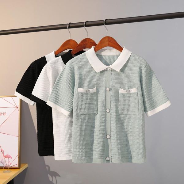 women's t-shirt 2021 summer collar ice silk small pocket knitted short-sleeved xiaoxiang doll pullover bottoming, White
women's t-shirt 2021 summer collar ice silk small pocket knitted short-sleeved xiaoxiang doll pullover bottoming, White