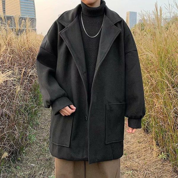 men's wool & blends 2021 autumn winter fashion british style coats long turn-down collar single breasted plush thickening, Black
men's wool & blends 2021 autumn winter fashion british style coats long turn-down collar single breasted plush thickening, Black