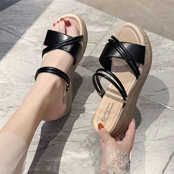platform wedge slippers sandals women pu narrow band shoes summer casual open toe thick sole mujer, Black
platform wedge slippers sandals women pu narrow band shoes summer casual open toe thick sole mujer, Black