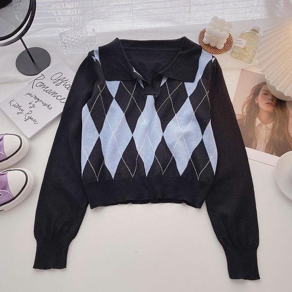 women's sweaters knitted woman crop women causal sweater pullover plaid sweet long sleeve outwear trend, White;black
women's sweaters knitted woman crop women causal sweater pullover plaid sweet long sleeve outwear trend, White;black