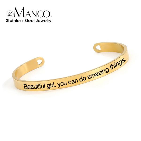 bangle emanco fashion bracelet stainless steel beautiful girl you can do amazing things custom phrase women, Black
bangle emanco fashion bracelet stainless steel beautiful girl you can do amazing things custom phrase women, Black