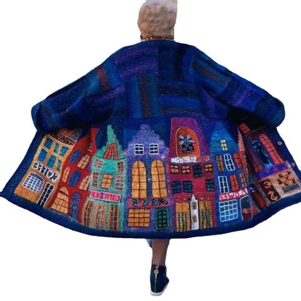 women's wool & blends autumn style 2021 european and american plus size long-sleeved loose warm coat printed woolen retro girl coats, Black
women's wool & blends autumn style 2021 european and american plus size long-sleeved loose warm coat printed woolen retro girl coats, Black