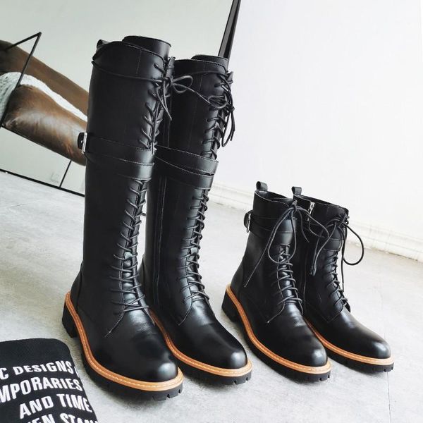boots belt up motorcycle lace buckle womens knight genuine leather cowhide black round toe side zip british thick bottom1
boots belt up motorcycle lace buckle womens knight genuine leather cowhide black round toe side zip british thick bottom1