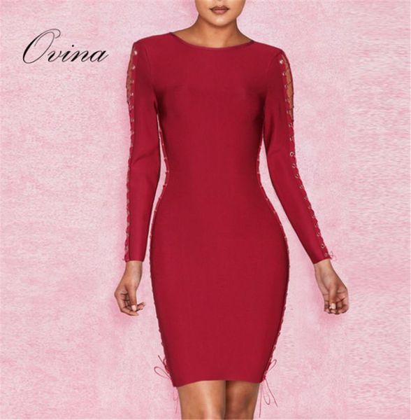 casual dresses fashion celebrity round neck long sleeve lace up side above knee women dress bandage, Black;gray 
casual dresses fashion celebrity round neck long sleeve lace up side above knee women dress bandage, Black;gray