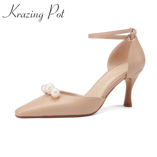 krazing pot genuine leather basic clothing pearl-studded shallow pointed toe stiletto high heels buckle straps women pumps l73 dress shoes, Black
krazing pot genuine leather basic clothing pearl-studded shallow pointed toe stiletto high heels buckle straps women pumps l73 dress shoes, Black