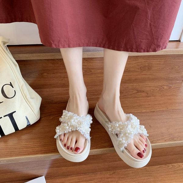 slippers med female shoes womens outdoor platform slides string bead 2021 beach summer flat rubber pu be, Black
slippers med female shoes womens outdoor platform slides string bead 2021 beach summer flat rubber pu be, Black