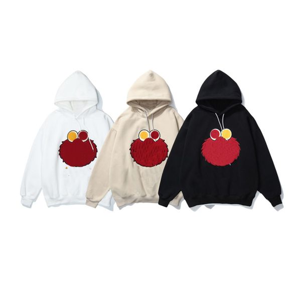 21ss fashion brand sesame street reflective plush patch embroidery hooded couple loose sweater men, Black
21ss fashion brand sesame street reflective plush patch embroidery hooded couple loose sweater men, Black