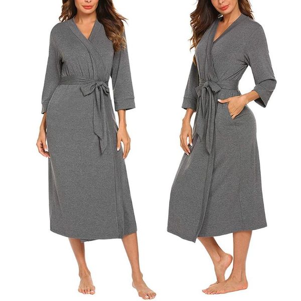 women's sleepwear cotton robe bathrobe ladies kimono pajamas 4/3 sleeve v-neck lightweight with belt long pijama mujer, Black;red
women's sleepwear cotton robe bathrobe ladies kimono pajamas 4/3 sleeve v-neck lightweight with belt long pijama mujer, Black;red