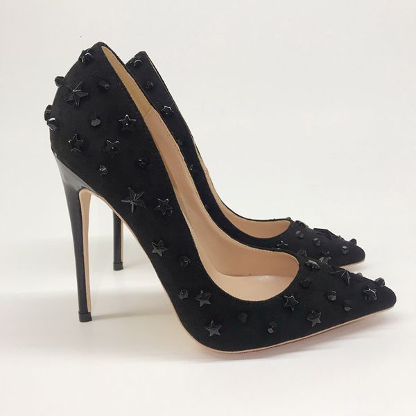 dress shoes 12cmwomen's suede black riverivet,high,star,rivet,narrow,pointed,high,heels,fashion,high,party,dress,large,shoes 44 ssns 
dress shoes 12cmwomen's suede black riverivet,high,star,rivet,narrow,pointed,high,heels,fashion,high,party,dress,large,shoes 44 ssns