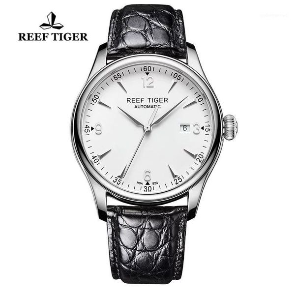 reef tiger/rt mens business dress automatic watches stainless steel case alligator strap date waterproof mechanical watch wristwatches, Slivery;brown
reef tiger/rt mens business dress automatic watches stainless steel case alligator strap date waterproof mechanical watch wristwatches, Slivery;brown