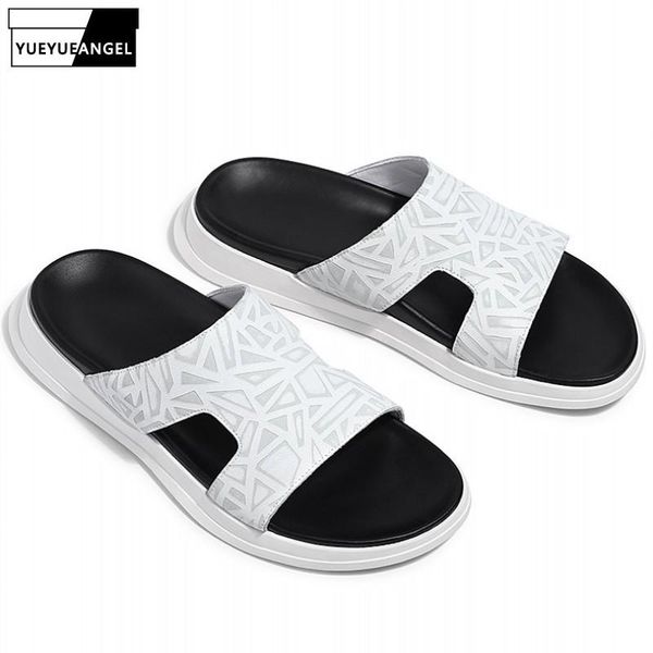 slippers 2021 summer mens outside genuine leather slides bathroom antiskid man printed upper platform slip on beach, Black 
slippers 2021 summer mens outside genuine leather slides bathroom antiskid man printed upper platform slip on beach, Black