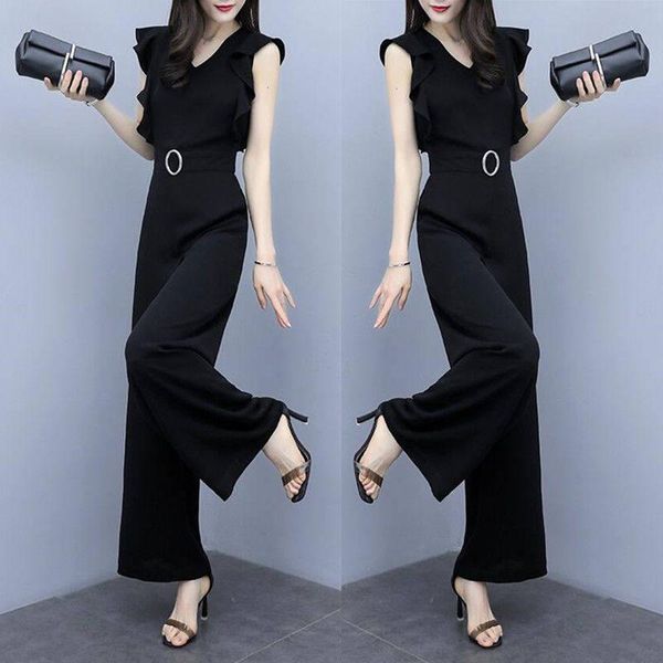 women's jumpsuits & rompers korean elegant sleeveless overalls for women lotus leaf womens jumpsuit fashion wide leg pants, Black;white
women's jumpsuits & rompers korean elegant sleeveless overalls for women lotus leaf womens jumpsuit fashion wide leg pants, Black;white