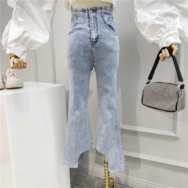 women's jeans light blue woman 2021 spring and summer style cool irregular denim trousers micro bell pants high waist femme
women's jeans light blue woman 2021 spring and summer style cool irregular denim trousers micro bell pants high waist femme