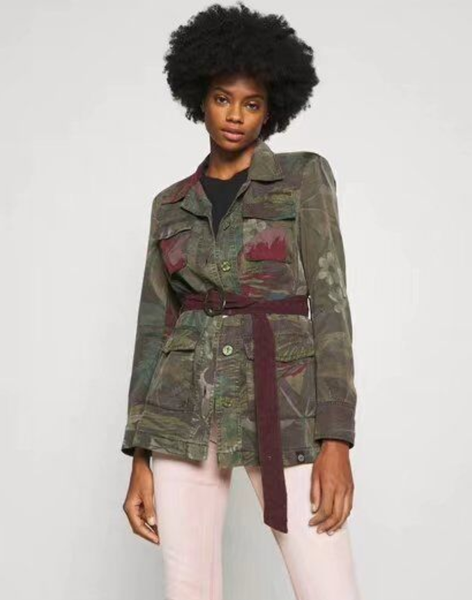 women's jackets spanish print lapel, long sleeve, button up, waistband and tie coat, Black;brown
women's jackets spanish print lapel, long sleeve, button up, waistband and tie coat, Black;brown