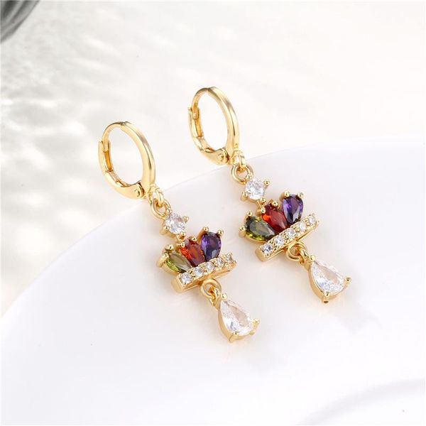 stud colorful crystal zircon crown drop earrings for women gold-plated copper tassel water droplets with charms jewelry gift, Golden;silver
stud colorful crystal zircon crown drop earrings for women gold-plated copper tassel water droplets with charms jewelry gift, Golden;silver
