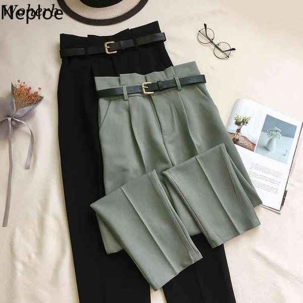 neploe solid color casual harem pants high waist office ladies blazer suit pants loose ankle-length pants with belt 94513 210422, Black;white
neploe solid color casual harem pants high waist office ladies blazer suit pants loose ankle-length pants with belt 94513 210422, Black;white