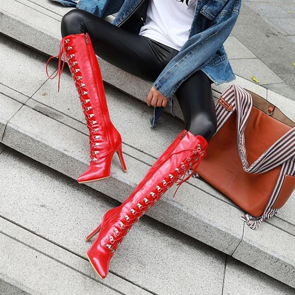 boots ochanmeb stiletto high heels women patent leather cross tied lace up knee-high boot woman winter dress shoes white 48, Black
boots ochanmeb stiletto high heels women patent leather cross tied lace up knee-high boot woman winter dress shoes white 48, Black