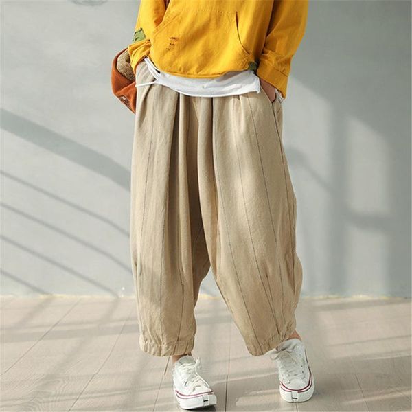harem loose big size cotton women capris spring elastic waist striped pockets casual trousers, Black;white
harem loose big size cotton women capris spring elastic waist striped pockets casual trousers, Black;white