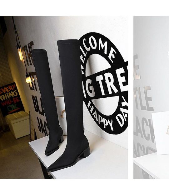 boots european and american style simple thick heel high pointy elastic slimming pedicure thigh-high over-the-knee, Black
boots european and american style simple thick heel high pointy elastic slimming pedicure thigh-high over-the-knee, Black