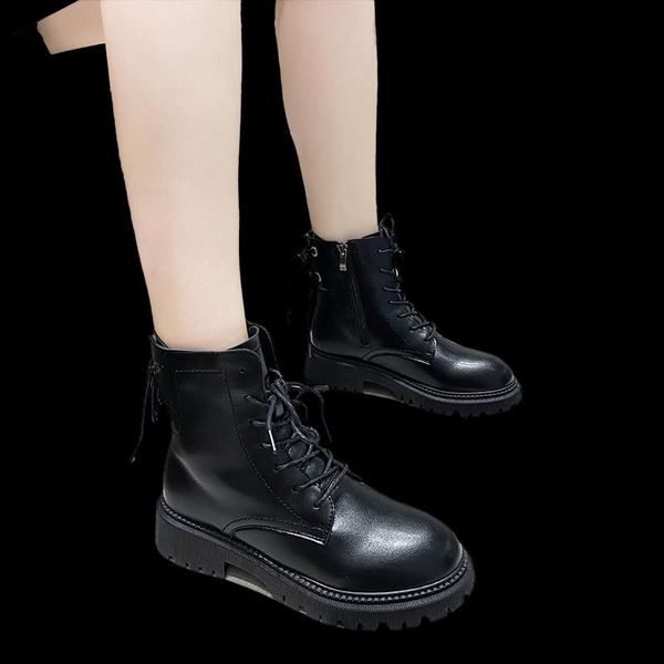 boots fashion women short female thick heel round toe non-slip british style casual smoke tube, Black
boots fashion women short female thick heel round toe non-slip british style casual smoke tube, Black