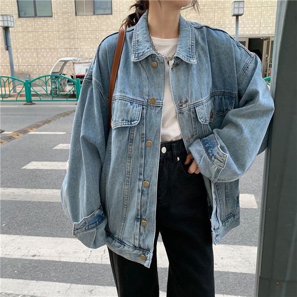 two piece dress denim jacket women's spring versatile korean style loose oversize workwear clothes ins fashion 97v0, White
two piece dress denim jacket women's spring versatile korean style loose oversize workwear clothes ins fashion 97v0, White