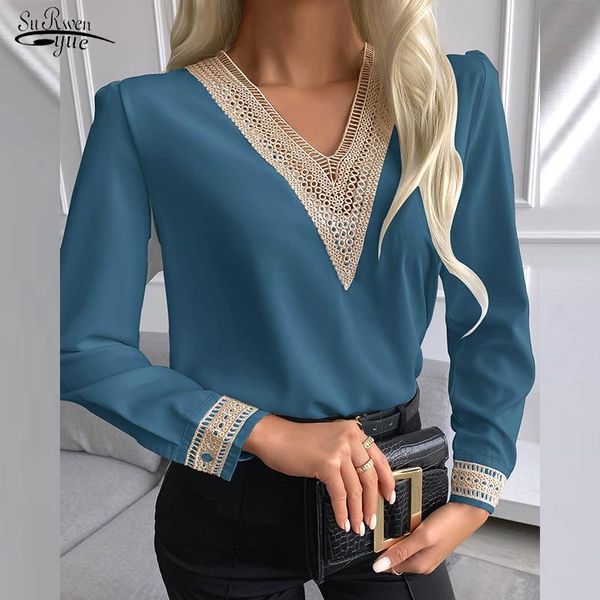 women's blouses & shirts satin silk long sleeve women blouse autumn lace v neck embroidery shirt casual solid chiffon blusas 15777, White
women's blouses & shirts satin silk long sleeve women blouse autumn lace v neck embroidery shirt casual solid chiffon blusas 15777, White