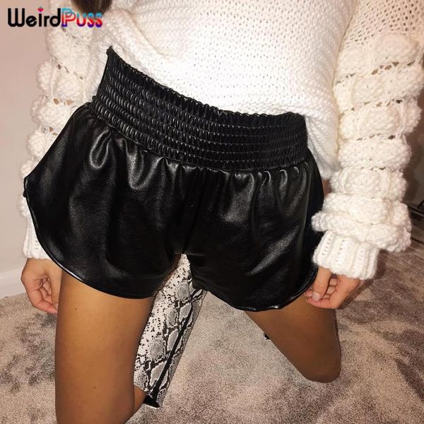 women's shorts weird puss faux leather luxury women pu waistband high waist short pants stretchy streetwear wide summer slim bottoms, White;black
women's shorts weird puss faux leather luxury women pu waistband high waist short pants stretchy streetwear wide summer slim bottoms, White;black