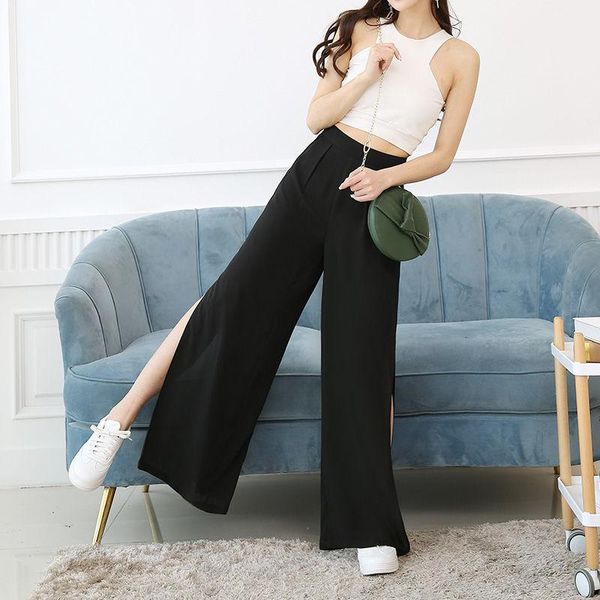 women's pants & capris women 2021 spring summer solid color split trousers female high waist wide leg ladies loose thin chiffon e158, Black;white
women's pants & capris women 2021 spring summer solid color split trousers female high waist wide leg ladies loose thin chiffon e158, Black;white