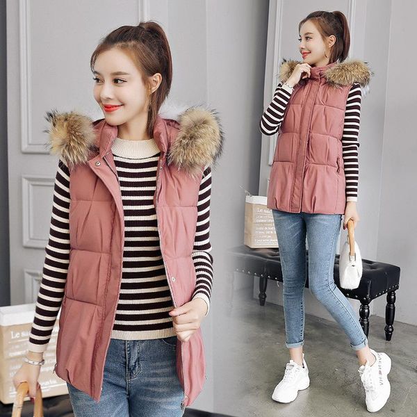 women's vests hooded fur collar waistcoat autumn winter vest warm cotton coat casual female parkas women outwear plus size casco femmin, Black;white
women's vests hooded fur collar waistcoat autumn winter vest warm cotton coat casual female parkas women outwear plus size casco femmin, Black;white