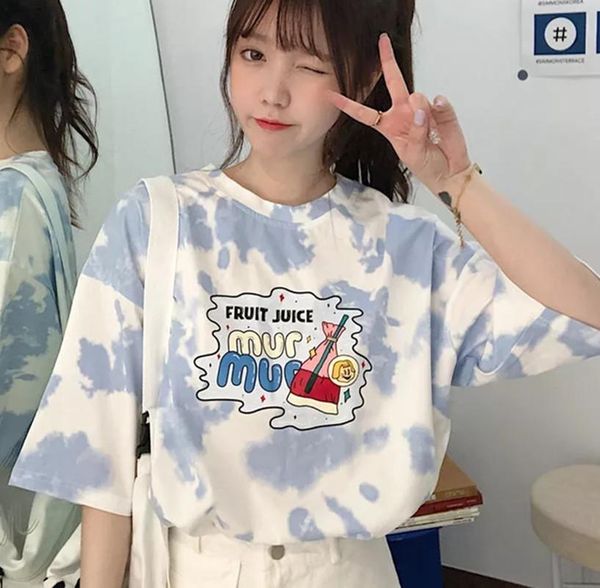 t-shirt women japanese tie dye short sleeved loose korean version ins tide harajuku style student half biggorange women's, White
t-shirt women japanese tie dye short sleeved loose korean version ins tide harajuku style student half biggorange women's, White