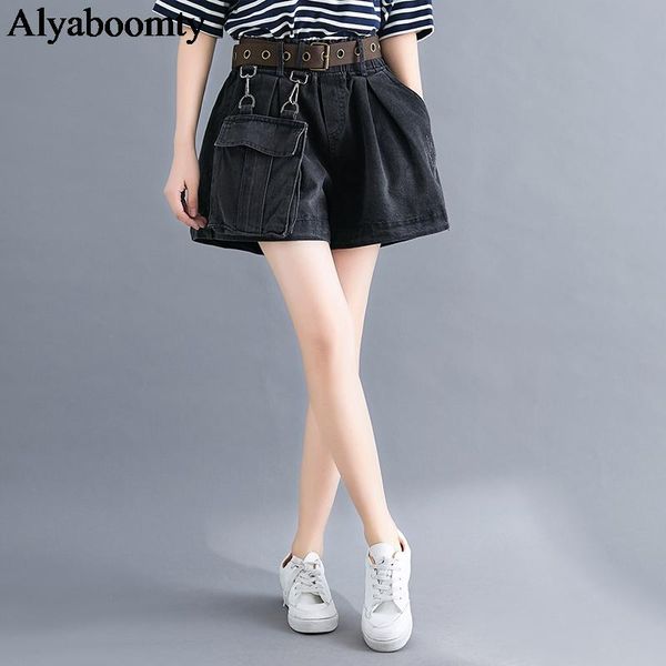 women's jeans 2021 summer plus size women denim shorts high waist black ripped washed cotton wide leg casual loose pocket sashes, Blue
women's jeans 2021 summer plus size women denim shorts high waist black ripped washed cotton wide leg casual loose pocket sashes, Blue