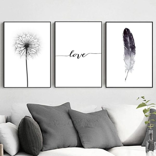 paintings nordic posters and prints feather painting dandelion poster black white print modern wall pictures for living room decor 
paintings nordic posters and prints feather painting dandelion poster black white print modern wall pictures for living room decor