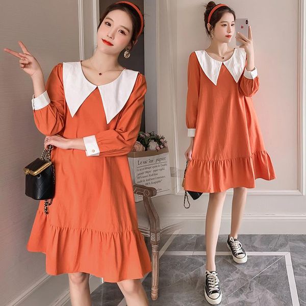 pregnant women spring dress fashion turn-down collar orange maternity dresses long sleeve loose pregnancy clothes, White
pregnant women spring dress fashion turn-down collar orange maternity dresses long sleeve loose pregnancy clothes, White