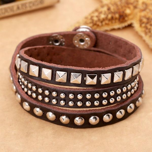 charm bracelets punk rock metal spikes rivet stud bracelet multilayer genuine leather gothic buckle belt wristbands bangle fashion jewelry, Golden;silver
charm bracelets punk rock metal spikes rivet stud bracelet multilayer genuine leather gothic buckle belt wristbands bangle fashion jewelry, Golden;silver