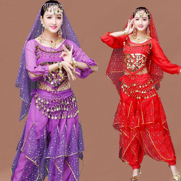 women stage performance oriental dance costume set bollywood belly dancing clothes india wear, Black;red
women stage performance oriental dance costume set bollywood belly dancing clothes india wear, Black;red
