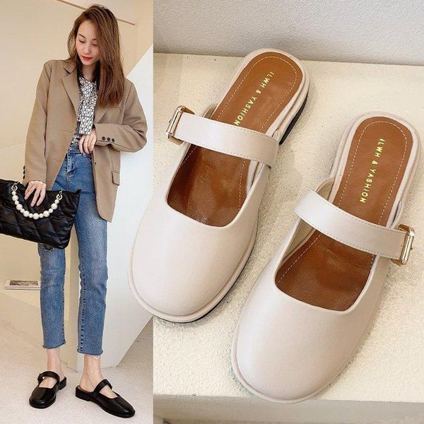 the spring/summer 2021 british-style fashion versatile belt buckles with a bun head muller shoes women slippers, Black
the spring/summer 2021 british-style fashion versatile belt buckles with a bun head muller shoes women slippers, Black