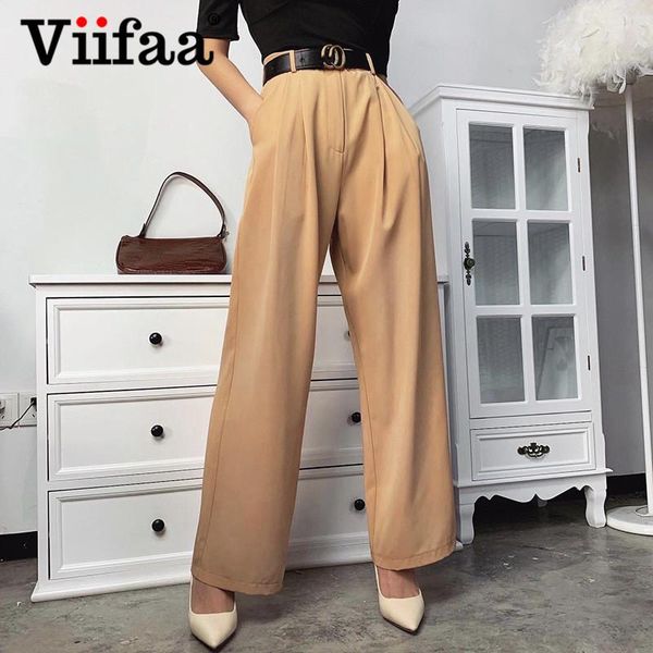 women's pants & capris viifaa khaki high waist casual streetwear clothes wide leg women zipper office lady fashion trousers, Black;white
women's pants & capris viifaa khaki high waist casual streetwear clothes wide leg women zipper office lady fashion trousers, Black;white